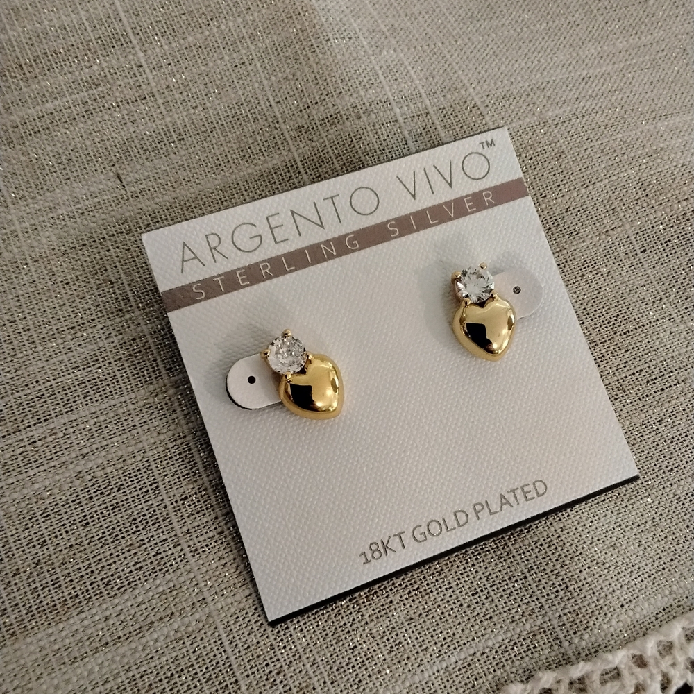 Argento Vivo Gold Plated Post Heart Earrings